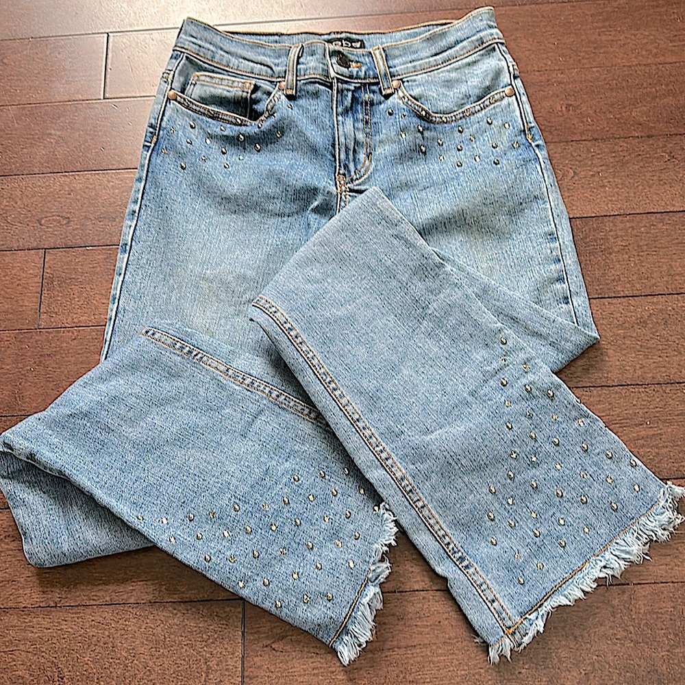 Bebe Y2K Crystal & Stud Embellished Bootcut Jeans 27